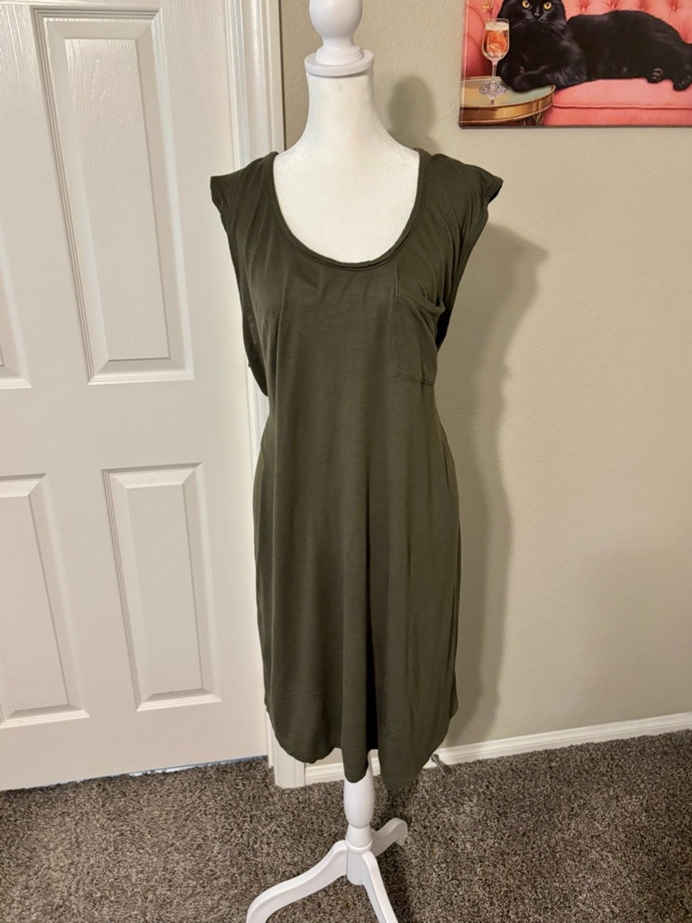 Olive Green Relaxed Fit Tank Dress